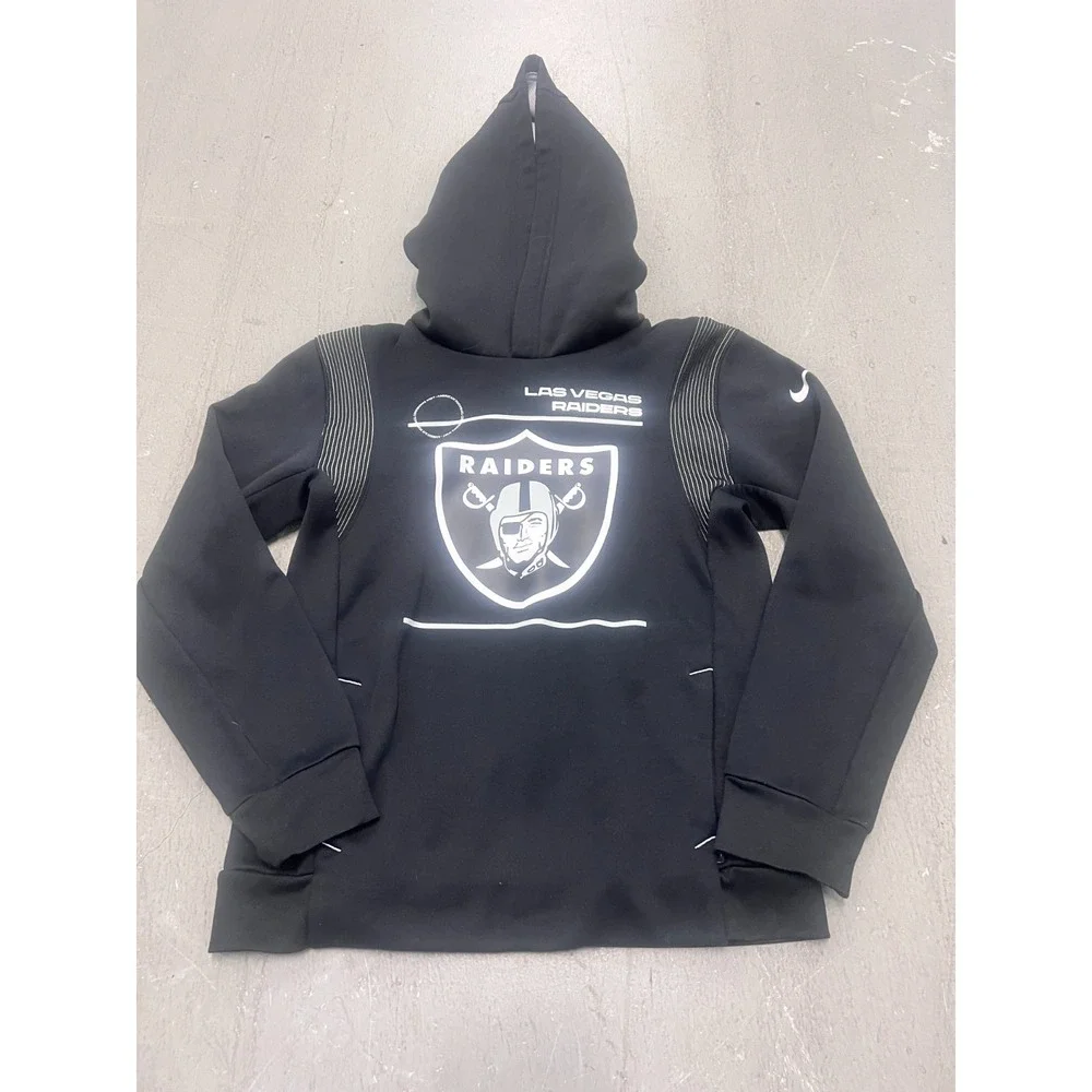 Nike Dri-Fit Las Vegas Raiders Football Hoodie Boys M 10/12 Black Fleece‎ Lined